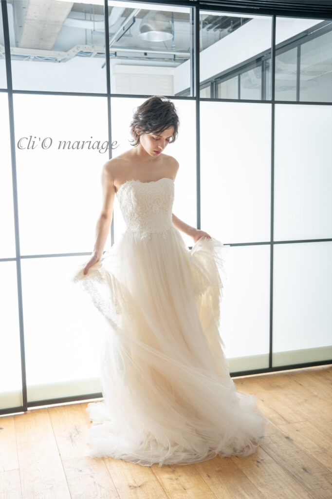 【CR-12　アイボリー】Cli’O mariage ウェディングドレス