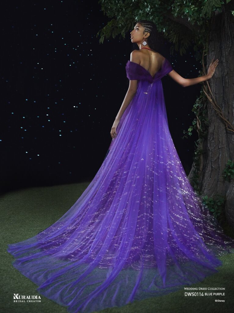 DWS0114 （BLUE PURPLE ）| 『ウィッシュ』の夜空に輝く星の世界感をシルバーとゴールドをMIXした光輝くグリッターで表現。「アーシャ」の衣装で あるパープルを美しいグラデーションチュールでエレガントなデザインに。